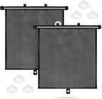 Car Window Shades for Baby-2 Pack Retractable Side Window Car Sun Shade Blocks UV Rays & Heat for Sun Protection Roller Sunshade Visor Window Shade for Kids,Passengers,Pets (20' x22'')
