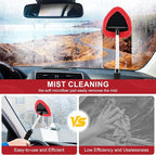 Windshield Cleaner Tool, Car Interior&Exterior Window Cleaning Tool with Extendable Handle & 4 Reusable Microfiber Pads, Auto Glass Wiper Brush Kit for Cars (Red)