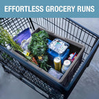 Collapsible Shopping Basket 32L – Folding Grocery Basket with Handles, Stackable Reusable Storage Crate with 35 lb Capacity, Recycled Plastic, Car Trunk Organizer - Stone Gray