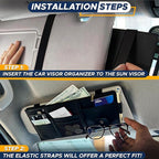 Car Sun Visor Organizer (Black) | Multi-Pocket Net Zipper Case for Cash, Card, Pen & Sunglass | Visor Organizer Storage Pouch | Interior Accessories with Pocket for Car & Truck | Small