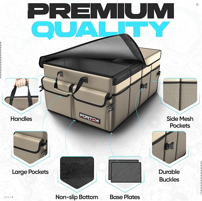 Trunk Organizer For SUV Car Trunk Organizer, Foldable Storage, Car Accessories for Women Men, Collapsible Bag, 600D Oxford, Non Slip Bottom, Straps, Soft Cover (50L)