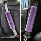 Soft Faux Fur Universal Fit Seatbelt Cover Car Truck SUV Airplane Seat Belt Shoulder Pad for Carmera Backpack Straps Neck Cushion Protector 2 Pack 10.5in Light Lavender