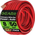 8 Gauge Wire 50 ft Red, 8 AWG Battery Cable CCA, Copper-Clad Aluminum Power Cable for Car Audio Amp, Automotive, RV