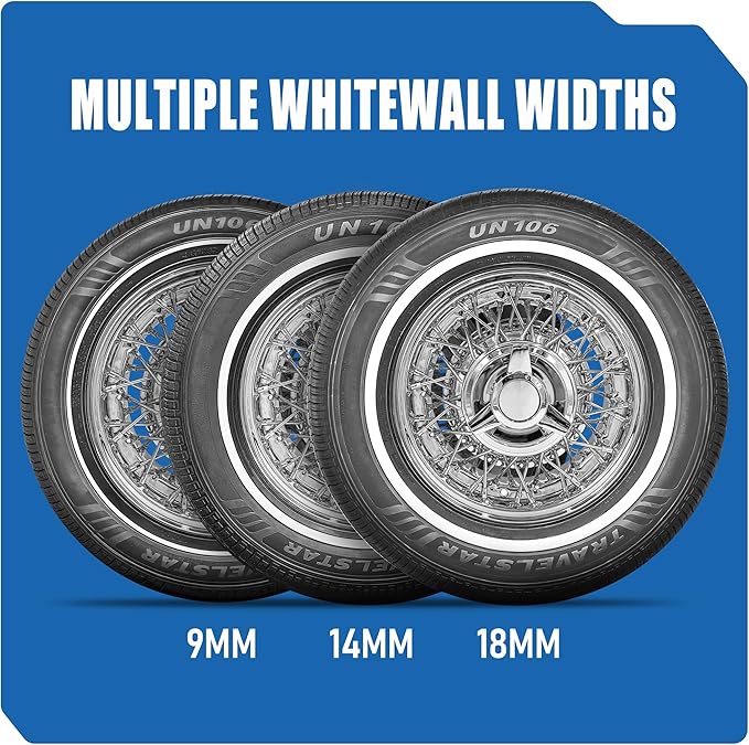 Set of 2 (TWO) UN106 All Season 175/75R14 14mm White Wall Radial Passenger Car Tire- 175/75-14 86T + Three-Year Road Hazard Warranty Included 175/75/14 (Tire Only)