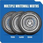 Set of 2 (TWO) UN106 All Season 205/70R15 18mm White Wall Radial Passenger Car Tire- 205/70-15 96T + Three-Year Road Hazard Warranty Included 205/70/15 (Tire Only)