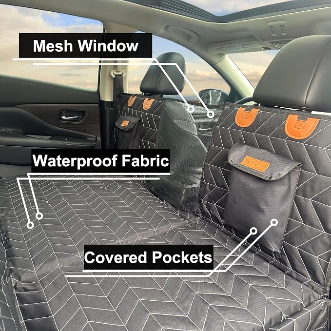 Boops & Floofs Back Seat Extender for Dogs — Converts to Half Seat for Passengers, Hard Non-Slip Bottom, 400lb Support, Waterproof Hammock, Car SUV Truck