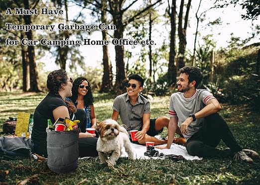 2Packs 4 Gallons New Leakproof Car Trash Can, Large Trash Can Pop-up Collapsible Hanging Car Trash Bin, Waterproof PEVA Liner Open-Top Garbage Can for Home Office Camping