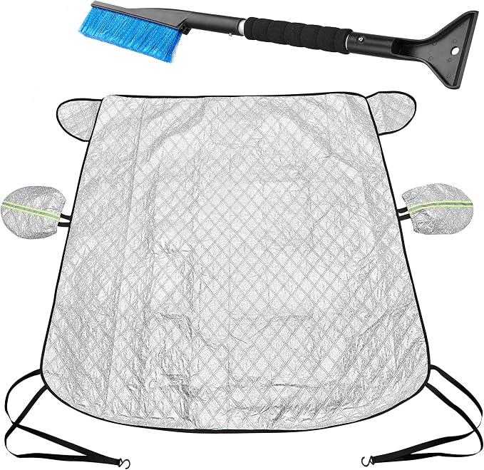 MAXORION Custom Fit Windshield Snow Cover for Tesla Model 3 & Y. Windshield Cover for Ice and Snow Comes with Heavy Duty Ice Scraper & Snow Brush. Tesla Model 3 & y Accessories. 69x55 inc