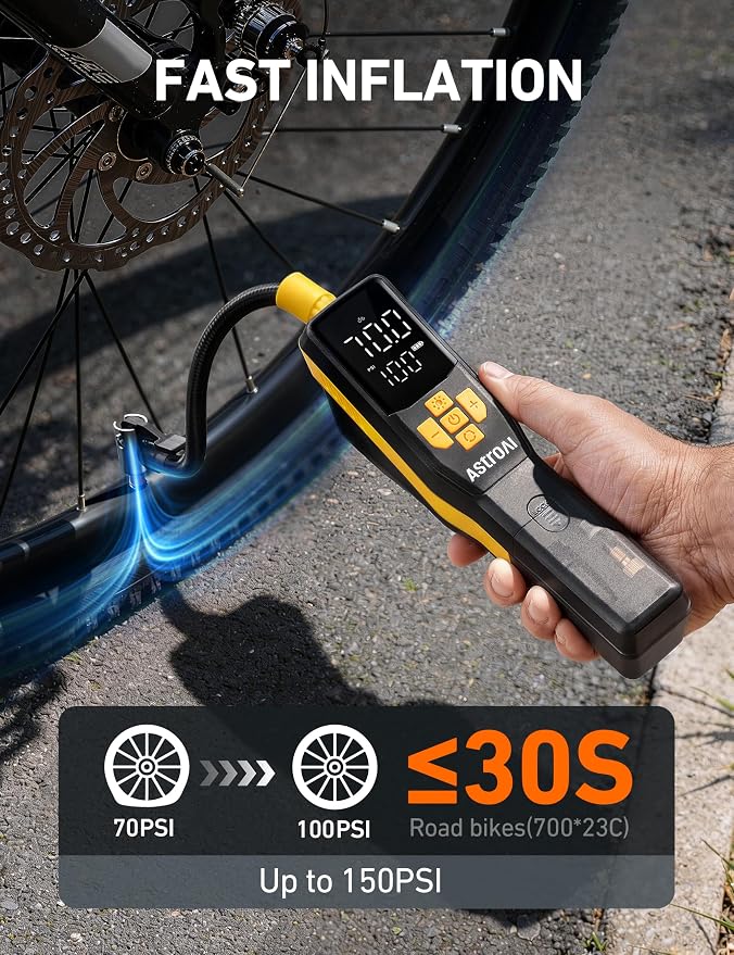 150 PSI Tire Inflator Portable Air Compressor for Car Tires, Cordless Bike Pump with LCD Display, Auto Shut-Off, 5 Modes Air Pump for Car Mo