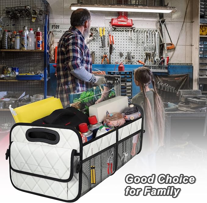 Trunk Organziers and Storage with Reinforced Handles,Car Accessories for Women/Men 50L Waterproof Polyester Trunk Organzier for Car/SUV/Minivan/Truck(Medium, Beige)