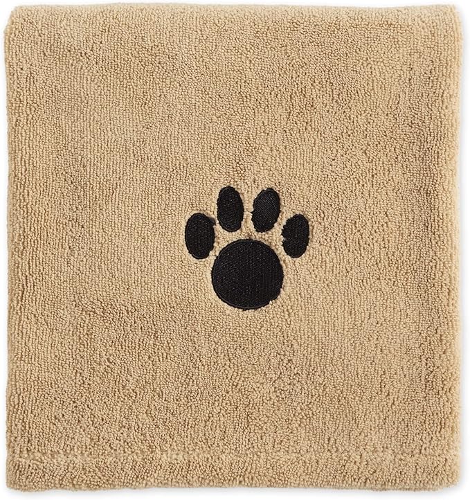 Pet Grooming Towel Collection Absorbent Microfiber X-Large, 41x23.5, Embroidered Taupe (Pack of 12)