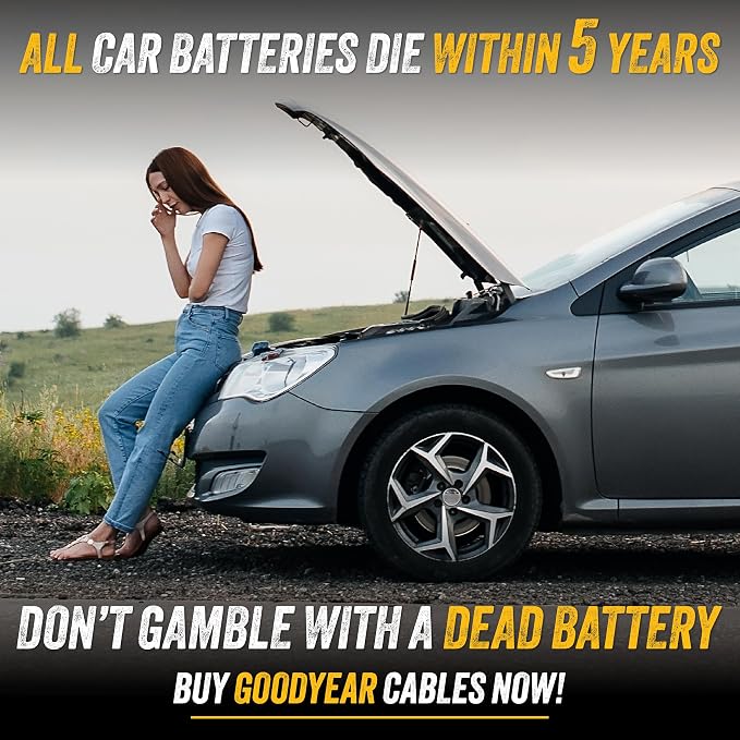 GOODYEAR Heavy Duty Jumper Cables for Car Battery - 2 Gauge Thick Wire, Extra Long 16 ft Booster Cables with Carrying Case for Cars, Trucks, SUVs, Emergency Roadside Kit Car Accessories