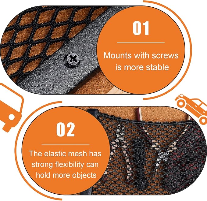 4 Pcs Boat Storage Net Bag, ABS Plastic Car Framed Mesh Net Holder, Phone & Cargo Organizer with Screws for Auto, Rv, Boat, Pontoon, Truck Pocket Storage (12 x 8 Inch)