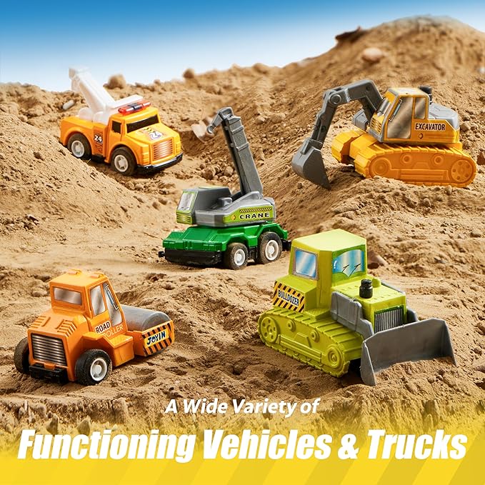 18 Pcs Pull Back City Cars and Trucks Toy Vehicles Set, Friction Powered Mini Cars Toys for Toddlers, Party Favors for Kids 3-5, Birthday Gifts for Boys and Girls, Goodie Bag Stuffers