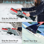 27" Aluminum Car Snow Scraper and Brush (Red) | Scratch-Free Weaved Bristle Head with Metal Body Ice Scraper for Car Windshield | Tough Ice Scraper with Ergonomic Foam Grip for Cars | 1 Pack