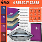 Faraday Bag for Phones & Key Fobs – RFID Shielding Privacy Pouch for Electronic Device Storage, Faraday Sleeve Variety Color Bundle (4 PACK - RAINBOW)