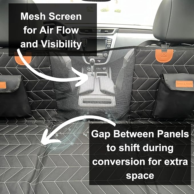 Boops & Floofs Back Seat Extender for Dogs — Converts to Half Seat for Passengers, Hard Non-Slip Bottom, 400lb Support, Waterproof Hammock, Car SUV Truck