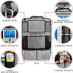 Backseat Car Organizer, Kick Mats Back Seat Protector with Touch Screen Tablet Holder, Organizer for Kids, Travel Accessories, Mat 9 Storage Pockets 2 Pack