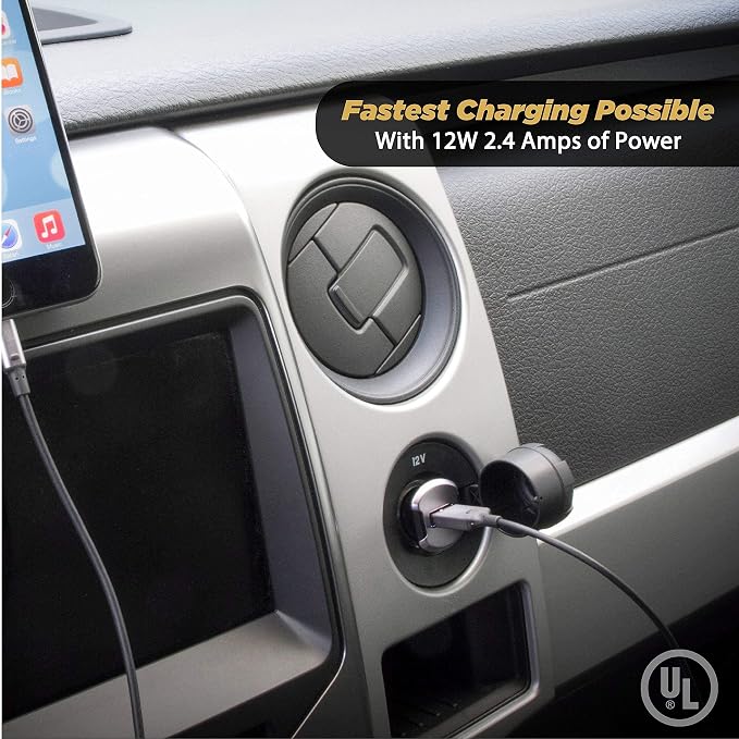 USBC121M ReVolt Universal Cigarette Lighter Single Device Compact One Port USB Car Charger, Fast Charge One Device Quickly, Black/Space Gray
