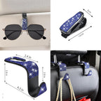 11 PCS Bling Diamond Car Accessories for Women, Sparkly Rhinestone Steering Wheel Cover, Bling Seat Belt Cushion, Glitter Shift Knob Cover, Car Cup Holder Coaster, Cute Interior Sets Blue