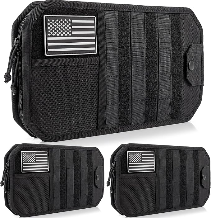 2 Pack Car Visor Organizer Sun Visor Organizer Tactical with Zipper Storage Pouch and Sunglasses Holder Clip for Truck Police Vehicle Equipment