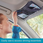 Car Visor Organizer with Secure Zip Pockets, Sunglasses Holder and Clear Registration and Insurance Pocket - Heavy Duty Straps Fit Most Car, SUV and Truck Visors