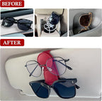 KIWEN 2 Pack Sunglasses Holder for Car Visor, Magnetic Leather Sunglass Eyeglass Hanger Clip for Car Sun Visor Accessories (2, Red)