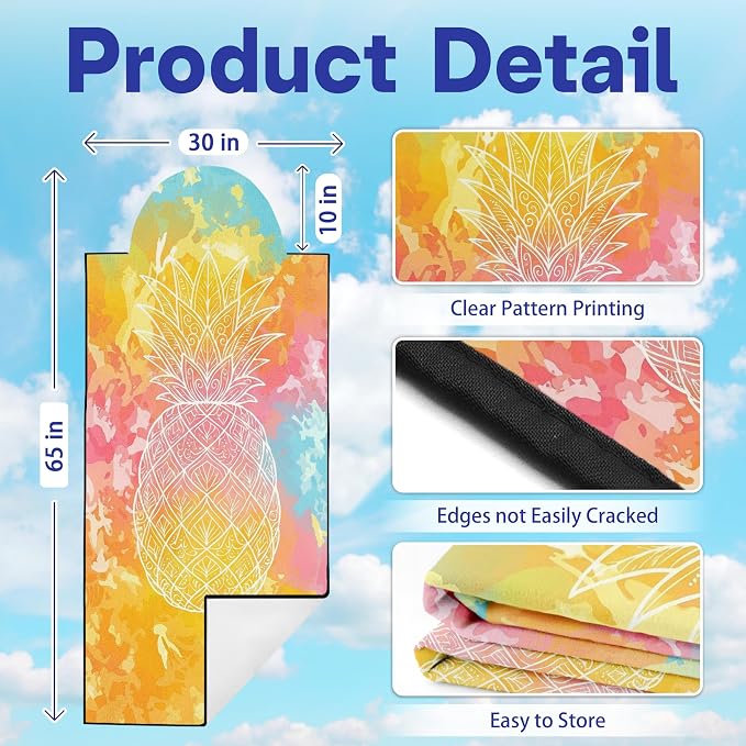 2 Pack Car Seat Towel Covers, Sweat-Proof Microfiber Seat Protectors for Gym, Running, Beach & Workout, Breathable Quick-Dry, Machine Washable, Pastel Pineapple Print, Universal Fit
