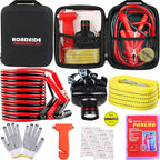 Roadside Emergency Car Kit,with Jumper Cables Roadside Kit Car Safety Kits | Emergency Car Kit Tow Straps,Headlamp, Safety Hammers, Gloves, Auto Emergency Kits Vehicles Gifts for New Drivers