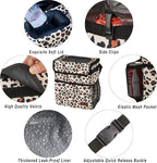 Cute Car Trash Can with Lid – Multipurpose Collapsible Trash Bin for Car, Leak-Proof Organizer, Waterproof Garbage Can with Storage Pockets & Adjustable Straps, 2 Gallons (Leopard Print)