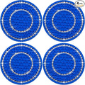 4PCS Bling Crystal Rhinestone Cup Holder Coaster, 2.75 inch Soft Silicone Anti-Slip Shockproof, Car Cup Holder Insert Coasters, Universal Car Interior Accessories for Women (Deep Blue & White)