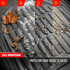FlexTough LITE Rubber Car Mats Full Set - All Weather Floor Mats for Trucks, Cars & SUVs - Automotive Waterproof Gray Car Floor Mats for Cars Interior Accessories Universal Trim-to-Fit