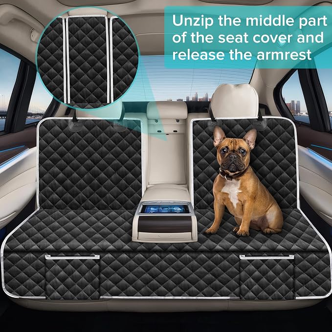 Dog Car Seat Cover Compatible with Toyota Corolla Camry Avalon Prius LE XLE Hybrid SE XSE Sedan Back Seat Accessories 2000-2026, Waterproof Pet Bench Backseat Covers with Non-Slip Backing, Black Grey