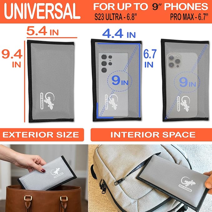 Faraday Bag, Anti-Tracking GPS RFID Car Key Signal Blocker Wallet Shielding Pouch Protective Case for Cell Phone Car Key FOB, Data Privacy, Electronic Device Security (SILVER - NYLON)