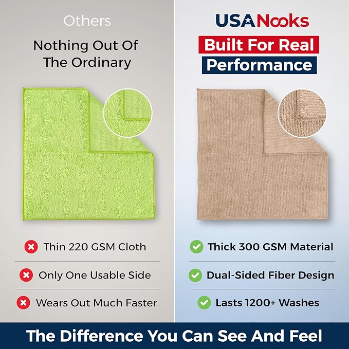 Microfiber Cleaning Cloth - Beige - 8Pcs (12.5x12.5 inch) High Performance - 1200 Washes, Ultra Absorbent Car Towel Traps Grime & Liquid for Streak-Free Mirror Shine - car Washing Cloth
