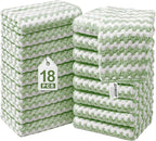 Microfiber Cleaning Cloths – 18 Pack, 10" x 10", Green – Reusable, Lint-Free, Super Absorbent Towels for Kitchen, Car, and Household Cleaning