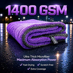 Car Drying Towel 24”x36”, 1400 GSM Twisted Loop Microfiber, Ultra Absorbent, Streak-Free, Lint-Free, Scratch-Free for Car, Truck & SUV, Quick Drying in Fewer Passes (Purple)