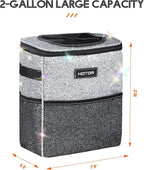 Car Trash Can with Lid and Storage Pockets - 100% Leak-Proof Organizer, Waterproof Garbage Can, Multipurpose Trash Bin for Car, 2 Gallons, Sparkle White
