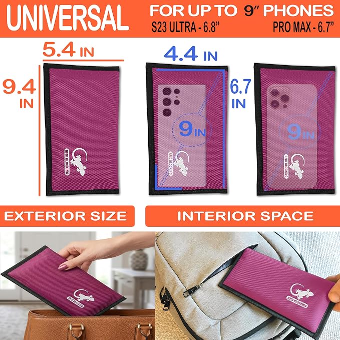 Pink Nylon Faraday Bag - Signal Blocker for Cell Phone, Car Key FOB, Data Privacy (PINK - NYLON)