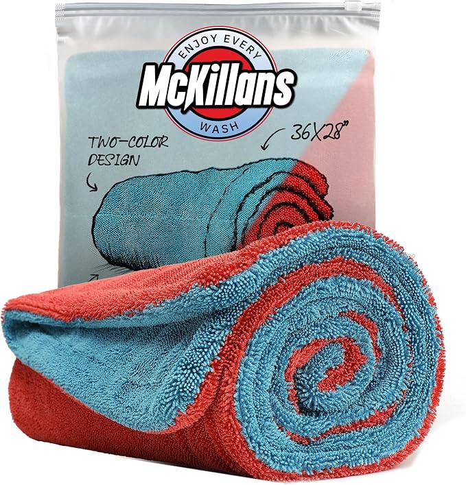Extra Large Dual-Color Car Drying Towel XL - Edgeless & Ultra Soft & Absorbent - 36" x 28" - 1200 GSM Twisted Loop Microfiber Towel for Cars - Drying Towel Car Detailing - Car Wash Towels