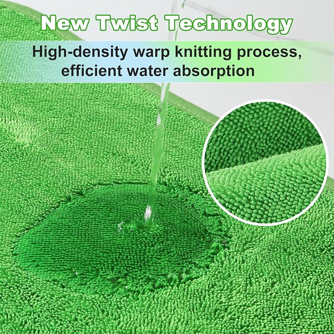 Microfiber Towels for Cars, 35.4" x 23.6" Car Drying Towel, Green Reusable Car Towel, Quick Drying Car Microfiber Cleaning Cloth for RVs, SUVs, Trucks