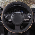 Bling Champagne Diamond Steering Wheel Cover, Black Leather Universal Fit 14.5-15inch Glitter Rhinestones for Women Sparkle Crystal Girly Shining for SUV,Vans,Sedan,Car,Truck, Black Champagne
