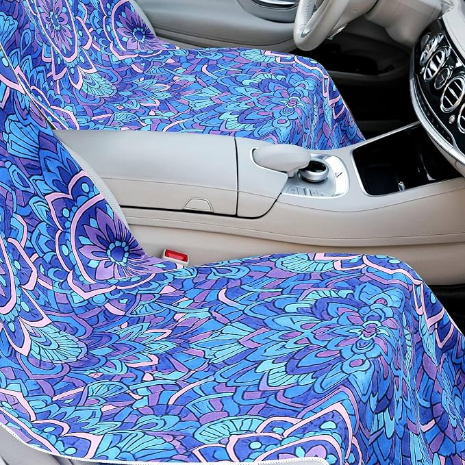 Car Seat Towel Covers with Storage Bag, 63 x 32 Inch Universal Non Slip Waterproof Sweat Protector for Car Truck, Gym Swimming Running, Machine Washable(2 Pack,Mandala)