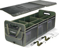 Heavy Duty Trunk Organizer with Lid for SUV & Truck (XL, Green) | 1680D Water-Resistant Fabric & 3.5mm PP Skeleton Collapsible Multi-Compartment Trunk features Dual Non-Slip Hooks
