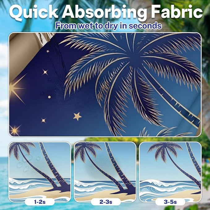 2 Pack Car Seat Towel Covers, Sweat-Proof Microfiber Seat Protectors for Gym, Running, Beach & Workout, Breathable Quick-Dry, Machine Washable, Starry Palm Sea Print, Universal Fit