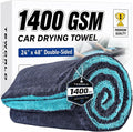 Car Drying Towel, Extra Large 48 x 24 Inch, 1400 GSM, Dual-Color | Twisted Loop Microfiber Towel for Cars - Absorbent Car Dry Towel and Car Wash Towel for Streak-Free, Paint-Safe Car Detailing
