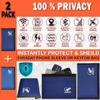 Faraday Bag for Phones & Key Fobs – RFID Shielding Privacy Pouch for Electronic Device Storage, Faraday Sleeve for Personal Data Protection (2 PACK - BLUES)