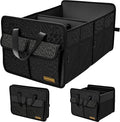 Sturdy Car Trunk Organizer – Large Capacity Trunk Organizer for SUVs & Sedans, Hard-Shell One-Piece Design with Cute Print, Collapsible and Durable Car Organizers (Black Leopard 70L)