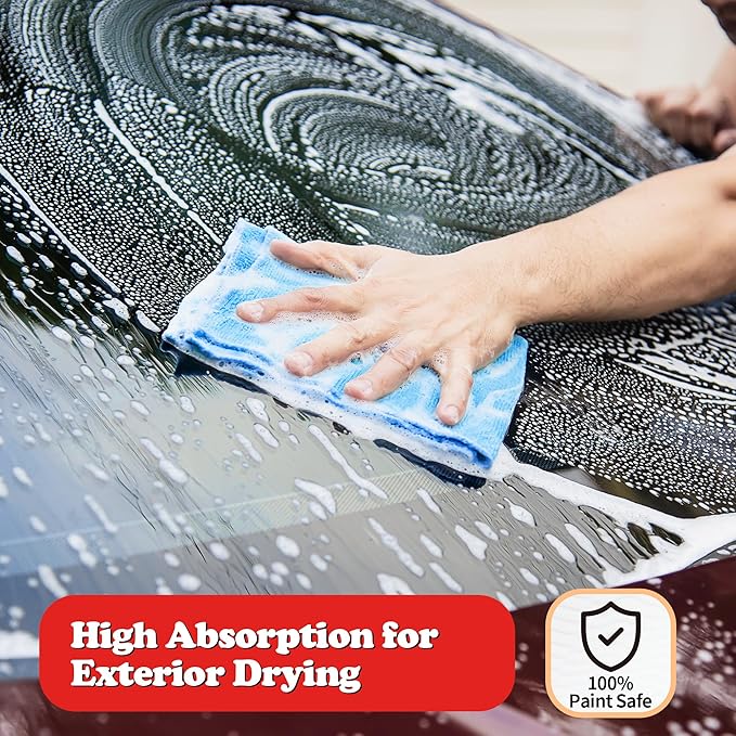 Shop Towels, Microfiber Cleaning Cloth Bulk, 24 Pack Microfiber Towels for Cars, All-Purpose Absorbent Cleaning Rags, Dust Cloth for Automotive, Mechanic, Garage, Bar, 11.5 x 11.5 inch