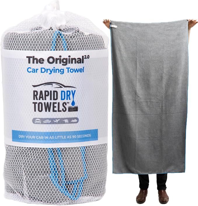 Original 2.0 Microfiber Car Drying Towel | 150 x 75cm | Extra Large Channel Weave Drying Cloth | Ultra Absorbent, Scratch-Free, Auto Detailing Towel for Cars SUVs Trucks & Boats